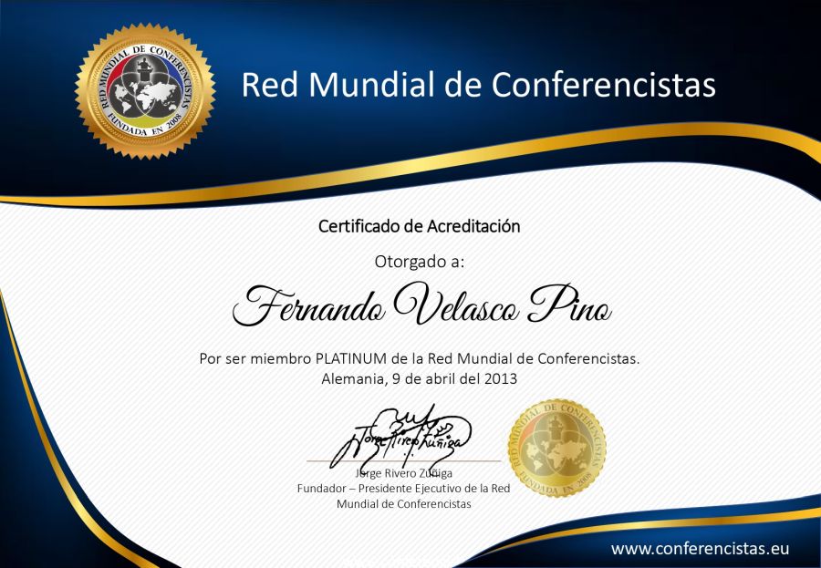Certificado de Acreditación de Fernando Velasco Pino
